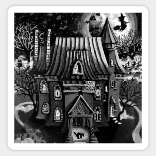 Creepy black and white witches house Sticker